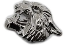 Men Women Dark Silver Gunmetal Metal Belt Buckle Big Tiger Leopard Head Animal