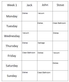 roommate chore chart excel