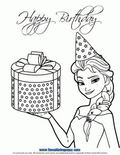 Download Elsa And Birthday Cake Coloring Page | Elsa coloring pages ...