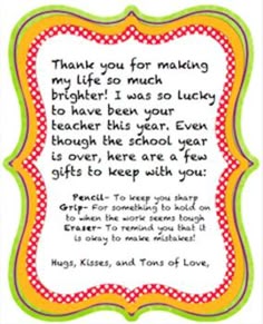 letters from teachers to students