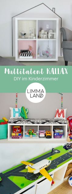 Das IKEA KALLAX Regal ist ein Multitalent - vor allem fürs Kinderzimmer. Auf dem Blog zeigen wir euch die besten IKEA Hacks und Ideen für die Einrichtung im Kinderzimmer. Vom KALLAX Puppenhaus bis zur Sitzbank und Stauraumideen. Etagere Kallax Ikea, Ikea Kallax Shelf, Ikea Kallax Regal, Ikea Storage, Storage Spaces, Bedroom Diy, Diy Furniture