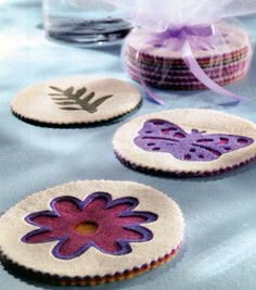 Set of 8 Felt Coasters Perfect Kitchen Decoration Pink Blossom