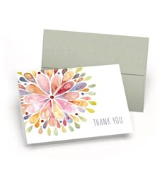 Thank You Notes; Thank You Cards; Beautiful Watercolor Flower; Single; Packs of 5; 10; 15