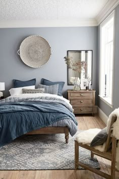 34 objetos Bedrooms, Blue Bedroom, Master Bedrooms Decor, Bedroom Colors, Gray Bedroom