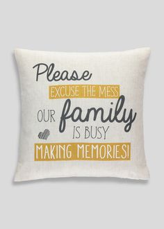 Family slogan, Printed cushions Matalan Personalised Embroidered Pillow
