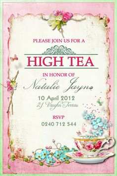 free afternoon tea party invitation template tea party pinterest