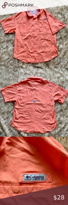Columbia PFG Mens Large Perfect Cast Orange Omni Shade Fishing Polo Shirt NWT