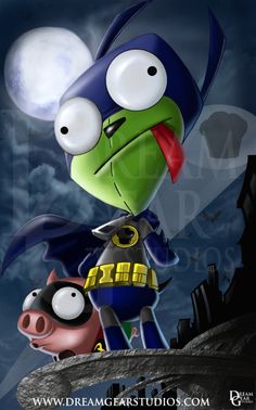 INVADER ZIM GIR zipper pulls w//matching buttons