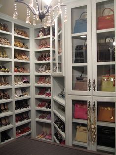 159 Best Closets Storage Ideas Images Walk In Wardrobe Design One Day This Will Be My Closet I Like All Of The Shoe Storage Could Have Taller Es For Boots Though And Purse
