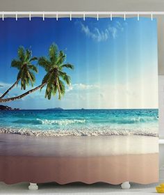 Seascape Sunbeds Balcony White Wooden Windows Shower Curtain Extra Long 84 Inch