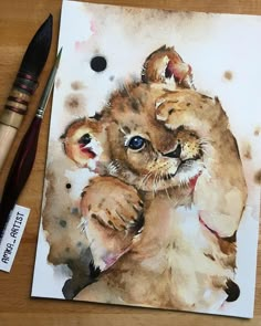 Art Drawings Sketches, Lion Painting, Painting & Drawing, Watercolor Illustration