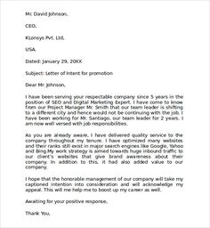 sample letter intent for promotion templates letters writing professional - Resume And Letter Of Intent sample letter intent for promotion templates letters writing professional - Resume And Letter Of Intent