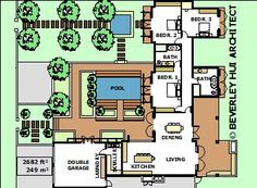 9 House Plans H Style With Swimming Pool Ideas House Plans Pool House Plans U Shaped House Plans
