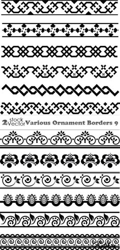 Разные орнаменты - векторные бордюры. Ornament Borders 9