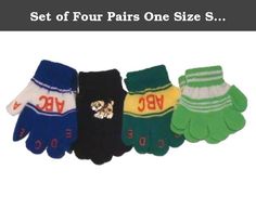 Four Pairs One Size Stretch Magic Gloves for Children Ages 1-4 Years