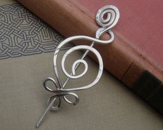 Cowl Pin Hair Stick Embossed Flowing Water Copper Shawl Pin Kilt Pin Hair Pin Brooch X-Large Size 2.5 OD Knitter Gifts Sweater Pin