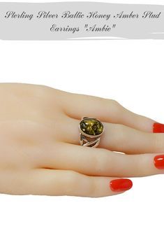 Sterling Silver Amber Celtic Knot Round Ring