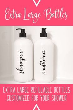 Heartland Lettering Amber Shampoo Bottle with Pump 16oz Organization for Shower Empty Shampoo and Conditioner Bottles Brown Plastic Dispensing Bottles
