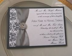 289 Best Bling Wedding Invitations Images Bling Wedding Invitations Custom Invitation Black Damask Rhinestone Ebay