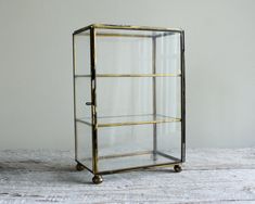 Vintage Gl Br Faceted Curio Cabinet Hexagon Footed Vintage Br And Gl Display Case