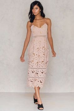 Na-Kd Floral Crochet Summer Occasion Holiday Party Cocktail Midi Dress