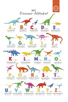 Kids Educational Wall Chart Abc Alphabet Poster Dinosaurs Theme Classroom