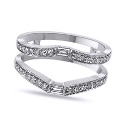 DreamJewels 14k Real White Gold Plated .50ct Simulated Diamonds Solitaire Ring Guard Wrap Enhancer Wedding