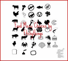 Meal Choice Stickers 15 Per Sheet Place Cards Wedding Meal Options Rubber Stamps Choose From 30 Menu By Etchythings