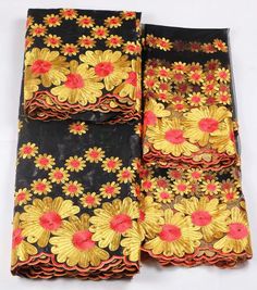 2yds Lovely yellow//black 100/% Cotton African Ankara EXCELLENCE quali NEW DESIGN