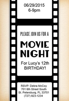 movie party invitations free