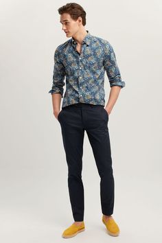 PIZZ ANNU Blouse pour Homme Chemise Fashion Chemise /à Manches Longues Imprim/ée pour Homme Design Exclusive Motif Floral