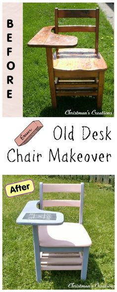 School Desk Makeover Could Do This W My Telephone Table Chair Old Desk Chair Makeover Perfect For Any Child S Room