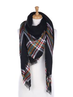 Oblong Chiffon plaid Scarf Wrap Shawl shiny line w// frayed edge Light Pink Soft