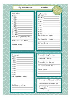babysitter info sheet template