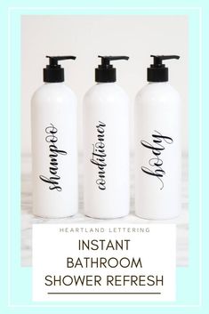 Heartland Lettering Amber Shampoo Bottle with Pump 16oz Organization for Shower Empty Shampoo and Conditioner Bottles Brown Plastic Dispensing Bottles