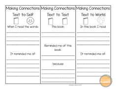 Making connections to text worksheet