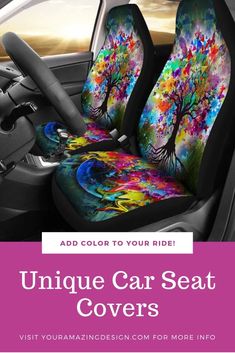 InterestPrint Universal Skull and Flowers Two Front Car Seat Covers Set 100/% Breathable