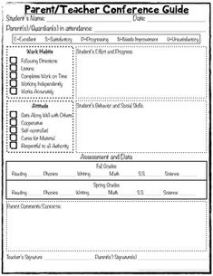 conference sheet for teachers