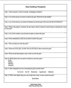 personal goal template