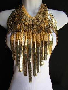 CHARISMATICO High necked Brown and gold beaded diva/'s gothic showgirl/'s necklace
