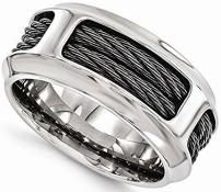 Titanium Black Ti Anodized Teal Patterned 8mm Concave Wedding Ring Band Size 6-10 by Edward Mirell