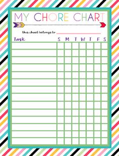 diy printable chore chart free printables nov feb chore chart free chore printables