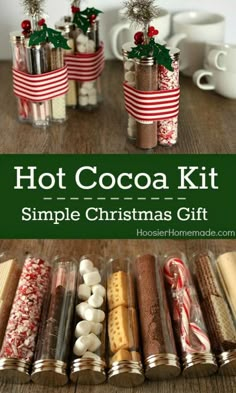 Everyone loves Hot Cocoa! Simple DIY Christmas Gift! Great for Teacher Gifts, Neighbors, Guests and more! Pin this to your Christmas Board! Mason Jars, Jar Gifts, Easy Diy Christmas Gifts, Easy Christmas Gifts