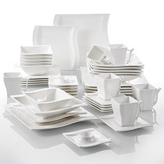 Assiettes /à Soupe P/âte Vaisselles pour 6 Personnes 6pcs Assiettes Creuses Porcelaine S/érie Julia MALACASA