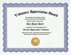 volunteer certificate of appreciation