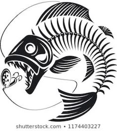 Gloomis Skeleton Fish Sea Life Stencil Fun Bumper Window Vinyl Decor Sticker