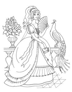 Beautiful Princess And Peacock Coloring Page From Royal Family Category Select 25105 Printable Crafts
