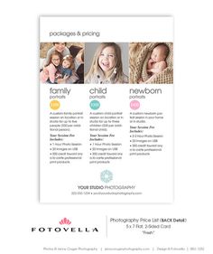 free photography price list template