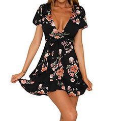 SEMIR Robe d/ét/é Mesdames Casual T-Shirt l/âche sans Manches Robes El/égant Boho Robes de Plage Florales avec Poches