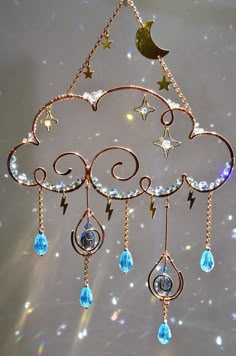 Gorgeous Wabi Sabi Crystal Clear /& Vintage Aurora Borealis Prisms minimalist stick windchime mobile suncatcher
